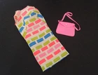 Vtg 1967 Barbie Neon ‘Print A Plenty’ Doll Dress #1686 Hot Pink Shoulder Purse