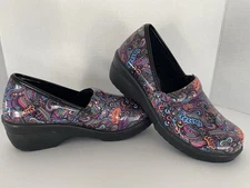 Easy Street Womens Sz 7.5 M  Paisley  Multi Color/Black Boho Comfort Shoes Clog