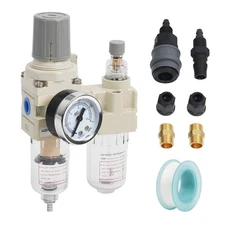 1/4" NPT Compressed Air Filter Regulator Lubricator Water/Oil Trap Separator