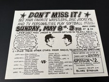 Vintage Memphis Wrestling Softball Flyer Jerry Lawler Jimmy Hart Tommy Rich 1977