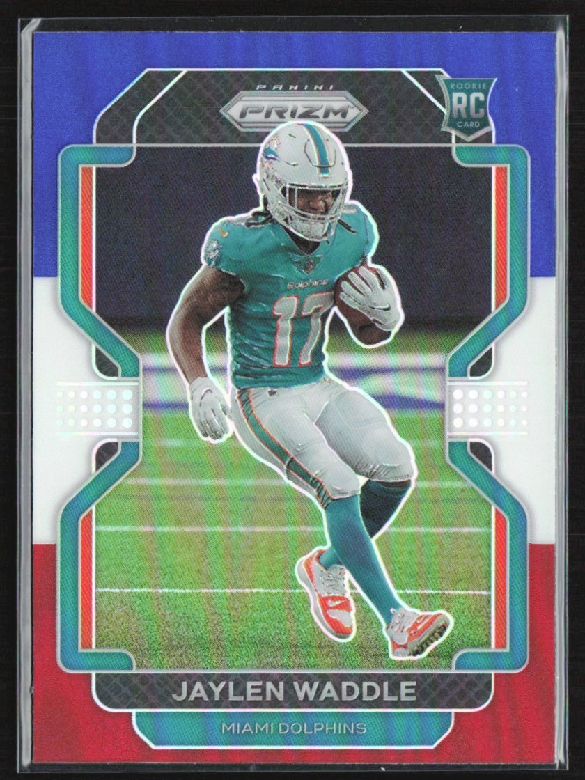 Jaylen Waddle 2021 Panini Prizm Red White Blue RC #338 Miami Dolphins