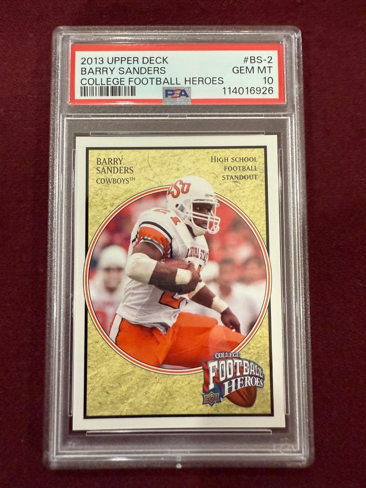 Barry Sanders 2013 Upper Deck College Football Heroes PSA 10 Gem Mt view 1