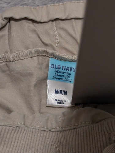Old Navy Maternity Pants Women's Medium Beige Elastic Stretch Draw String Cotton - Picture 3 of 7
