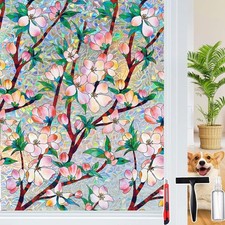 Rainbow Window Privacy Film Decorative, 3D Decals Stained Glass Clings, Stati...