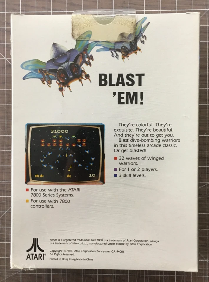 Galaga (Atari 7800, 1987) New Sealed with Hanging Tab - US Seller - Image 2 of 4