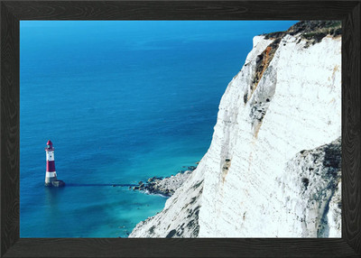 Küstenleuchtturm und weiße Klippen gerahmtes Wandbild Poster Leinwanddruck Bild