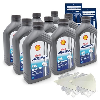 9 Liter original Shell Advance 4T Ultra 15W50 Motoröl Motorrad 600041556