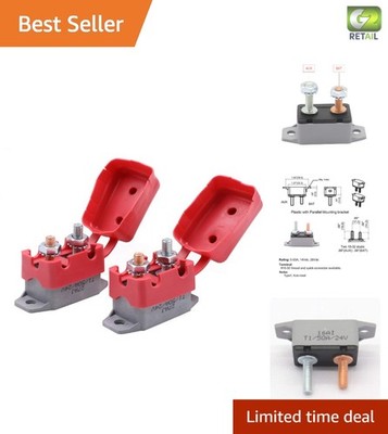 Reliable 50A DC Circuit Breaker with Automatic Reset and Screw Mount - 2 Pack