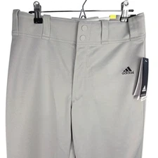 Adidas Boys Baseball Pants Large 14/16 Gray Aeroready Relaxed Elastic Hem New