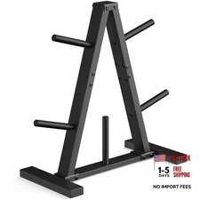 Weight Plate Rack, Weight Tree, Home Gym Storage Stand, Holds 300 1-inch Black