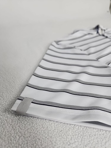 Polo de golf Ralph Lauren RLX calce clásico manga corta para hombre L blanco gris a rayas - Imagen 8 de 11