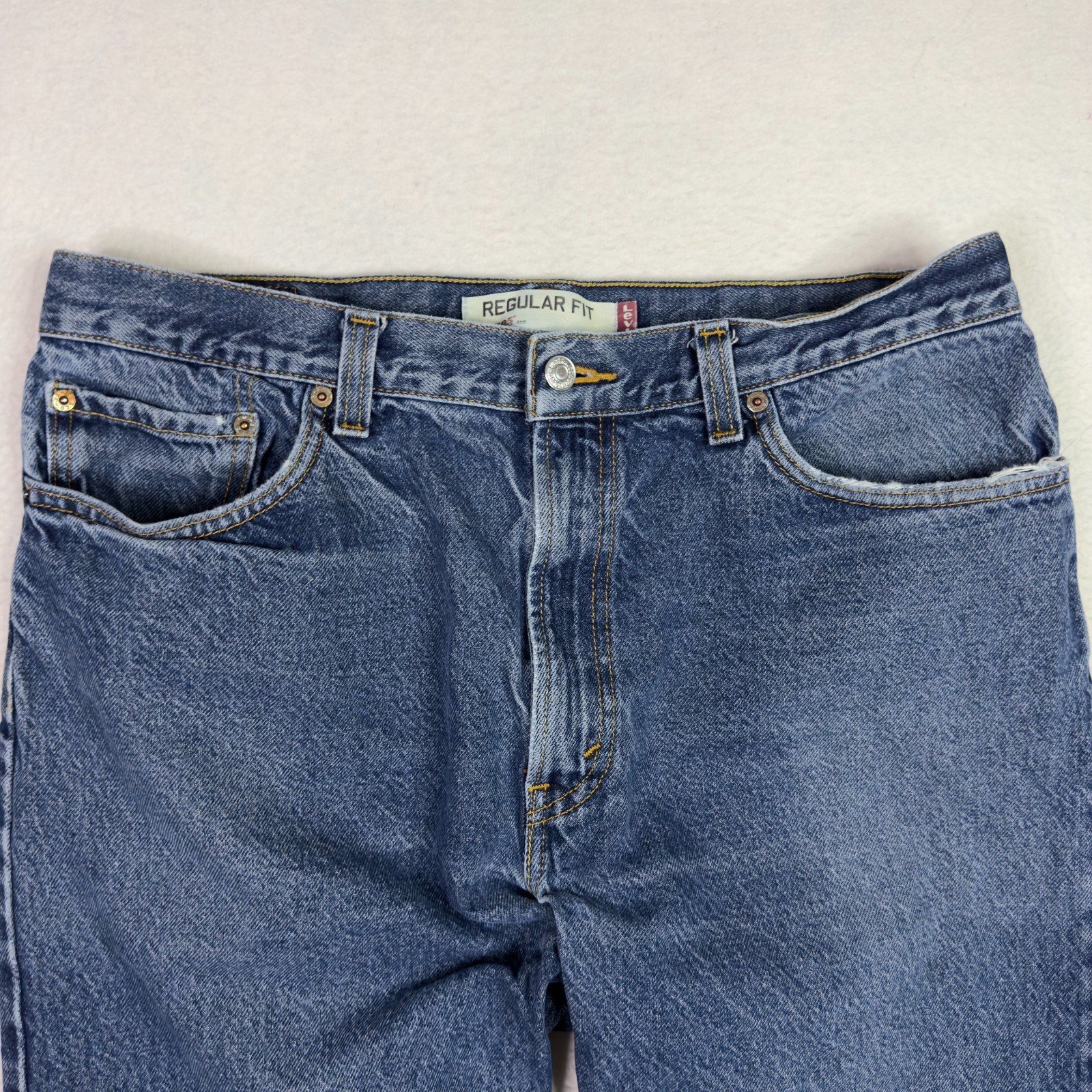 VTG Levis 505 Jeans Mens 34x28 Blue Wash Baggy Relaxed Straight Leg Y2K Distress thumbnail 5