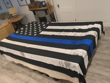 Pool Table Cover 78X116" Thin Blue Line American Flag Support Police Bed Cover