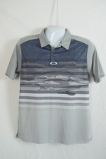 Oakley Polo Camo Center Logo Mens Medium Regular Fit Performance Golf Grey Shirt