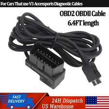 Obd2 Obdii Cable 6.4 Foot For Cord V3 Sub-aru Ford Wrx Sti Focus Evo Bmw Cars Obd2 Obdii Cable 6.4 Foot For Cord V3 Sub-aru Ford Wrx Sti Focus Evo Bmw Cars