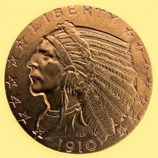 USA 5 Dollar 1910 Indian Head Half Eagle Gold 900/1000 - Philadelphia