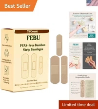 Bamboo Fabric Bandages 75 Count Eco Friendly Hypoallergenic Safe Wound Care