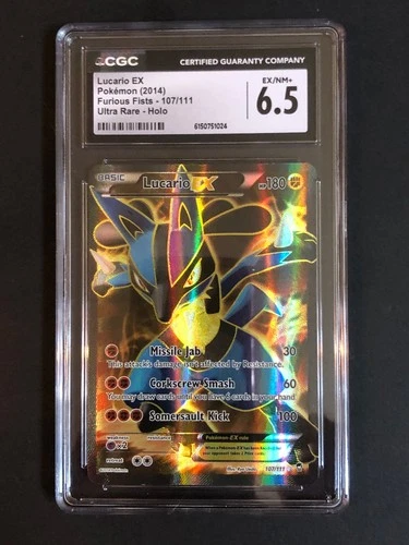 CGC 6.5, Lucario EX 107/111 Furious Fists Full Art Pokemon Card