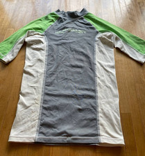 Quiksilver Rash Guard Long Sleeve Swim Shirt Protects UV Green Grey White Sz 16