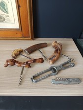Lot 6 Objets Anciens Tire-bouchons Bois de Cerf Cep de