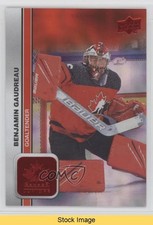 2023 Team Canada Juniors Red Patterned Foilboard Benjamin Gaudreau #13 READ f6d