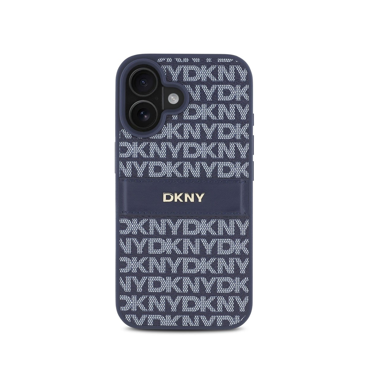 Protection iPhone 16 motif géométrique et logo métal avec dos texturé rigide