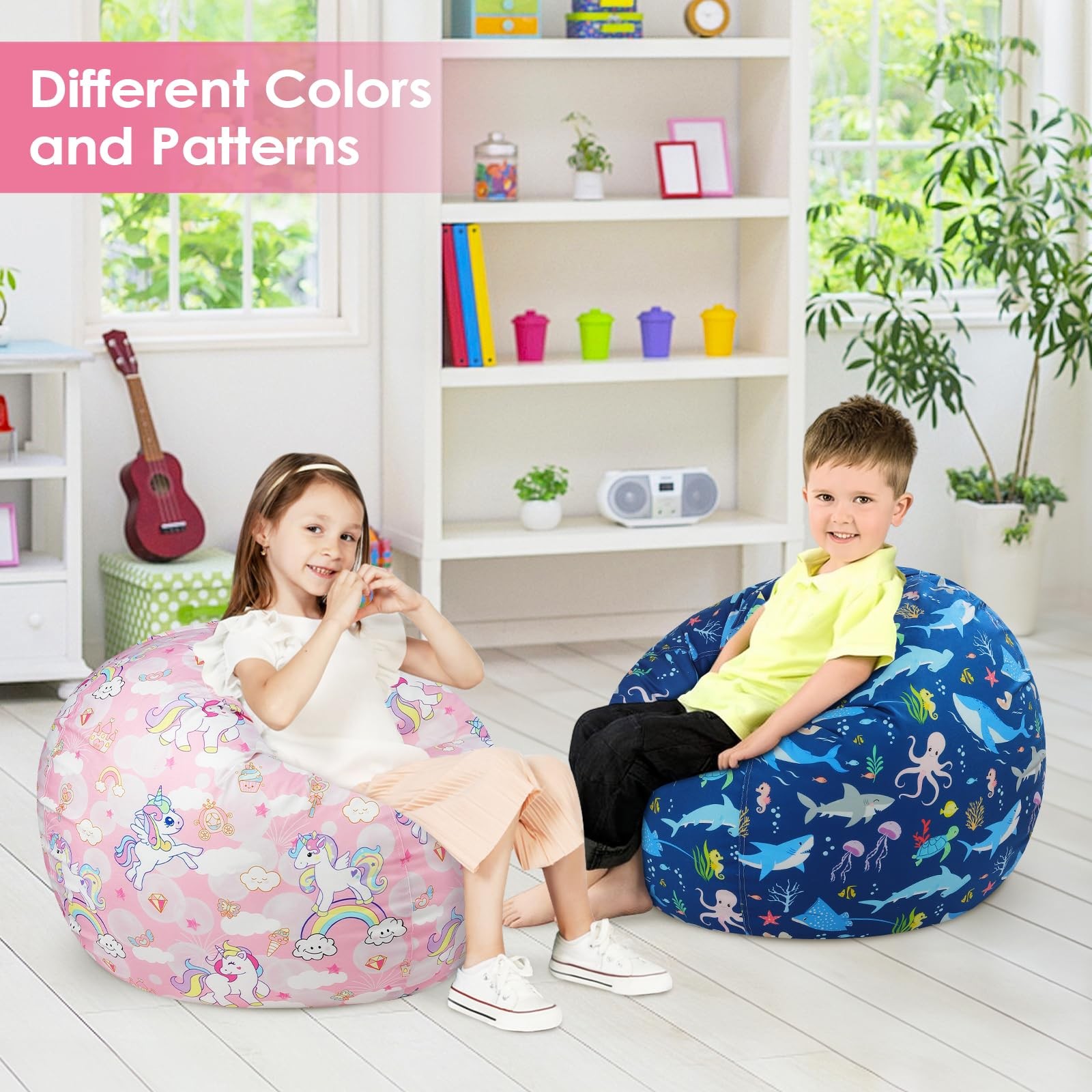 Bean Bag Chair for Stuffed Animal Storage Beanbag Chairs,Toy Storage Organize...
