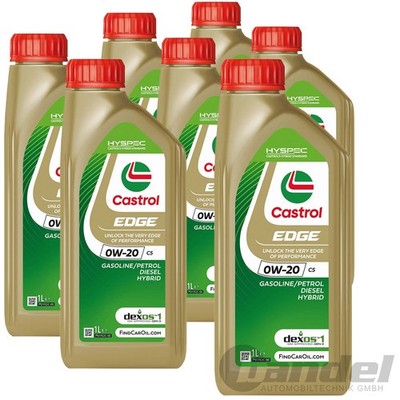 7x 1L CASTROL EDGE C5 0W20 MOTORÖL passend für OPEL OV 040 1547 A20 MB 229.71