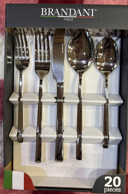 BRANDANI Italy 20 Pc Stainless Steel Flatware Set STEP Service for 4 NEW