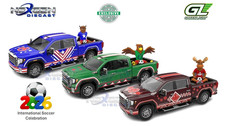 GREENLIGHT 1:64 2022 GMC SIERRA 3500 HD 2026 INTL SOCCER TRIBUTE 3PC SET GL30606