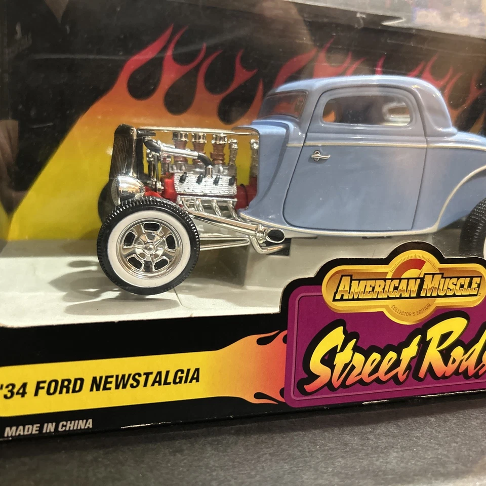 Ford Street Rod High Boy 1934 1:18 azul como nuevo en caja American Muscle Ertl 1998 Foto 4 de 4