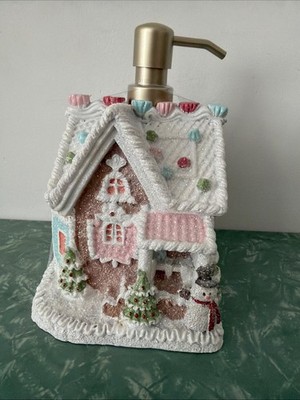 Christmas Soap/Lotion Glittery Pastel Gingerbread House Dispenser  NWT 8 