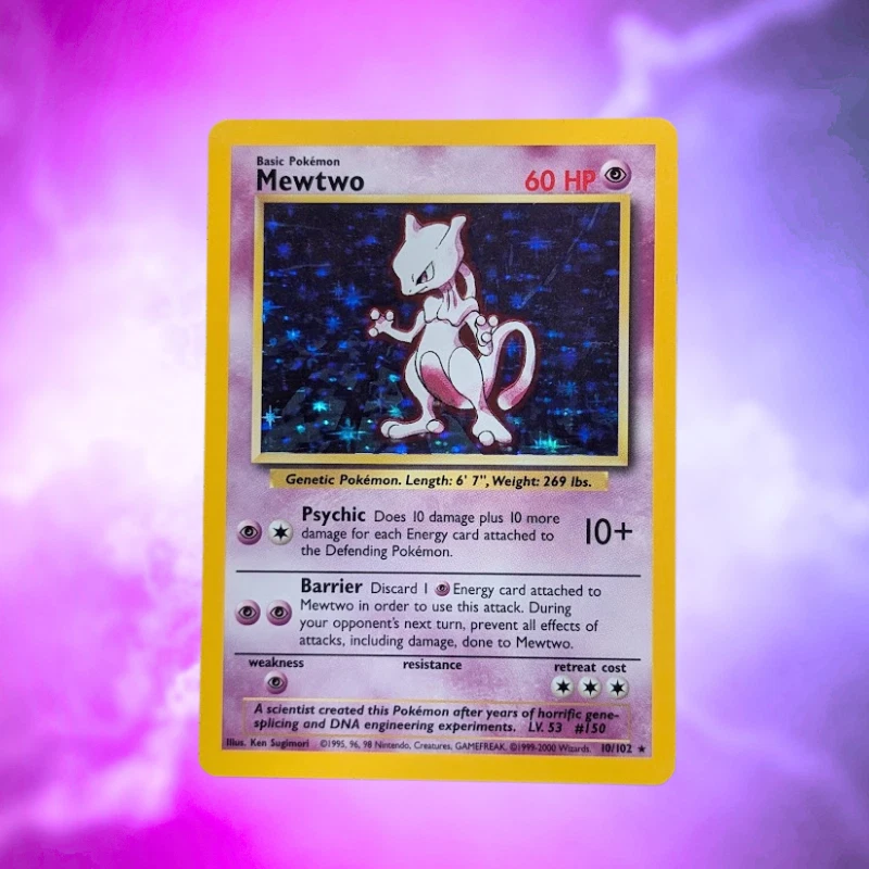 mewtwo basic pokemon card Mewtwo Pokémon TCG Holo Rare Base Set Individual Collectible Card Game Cards  for sale