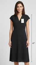 Calvin Klein V-neck Textured Sleeveless Dress, Sz 4, Textured Crepe NWT, $134MPR