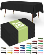 Pureegg Plastic Table Cloth Disposable 10 Pack, 54" X 108" Rectangle, Black