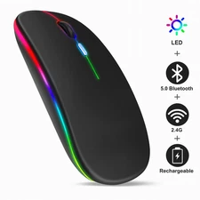 2.4GHz Bluetooth Wireless Optical Mouse USB Rechargeable RGB Mice for PC Laptop