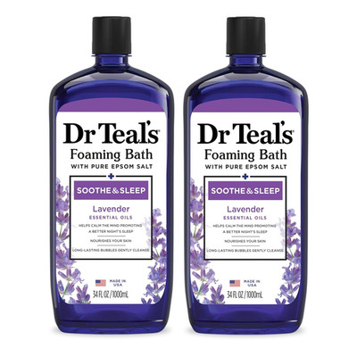 Foaming Bath with Pure Epsom Salt, Soothe & Sleep with Lavender, 34 Fl Oz (Pack