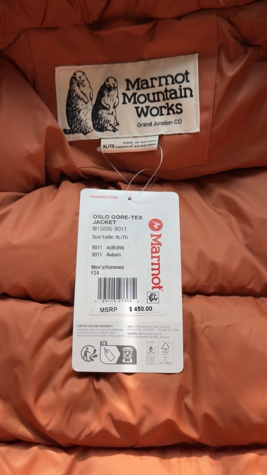 PARKA MARMOT OSLO 700 GORETEX NUEVA CON ETIQUETAS RET $450 PARA HOMBRE XL COBRE QUEMADO PTP 27 Foto 4 de 4