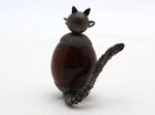 Vintage Sterling Silver Cat Figurine Stone Egg Taxco Mexico — photo 4
