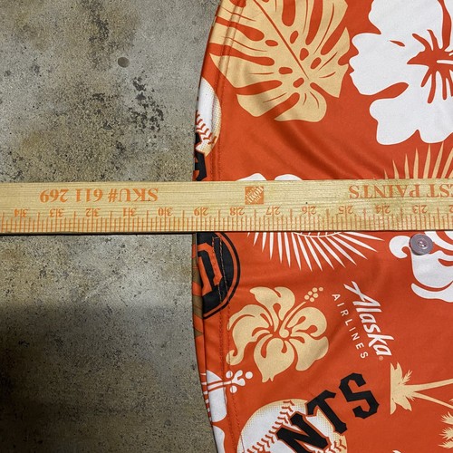 San Francisco Giants Hawaiian Aloha Flower Print Orange Shirt Men M Collared - Picture 5 of 10