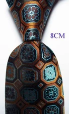 New Classic Checks Black Brown Blue JACQUARD WOVEN Silk Men's Tie Necktie