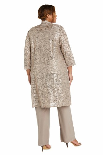 R&M Richards Plus Size Women's 3 Piece Scalloped Sequin Lace Pantsuit - Picture 46 of 74