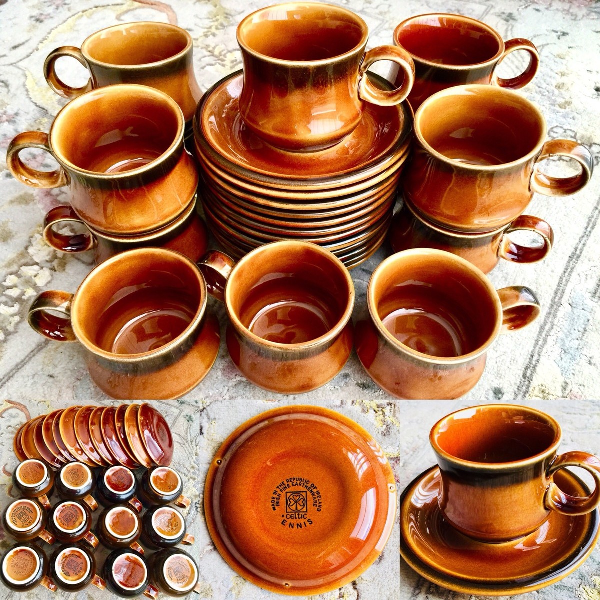 Rare 24 Piece Irish Celtic “Ennis” (Kilrush Pottery) Treacle