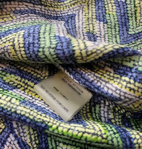 Pomelo Blue Green Geometric Tunic Tie Dress Size Small - Picture 5 of 7