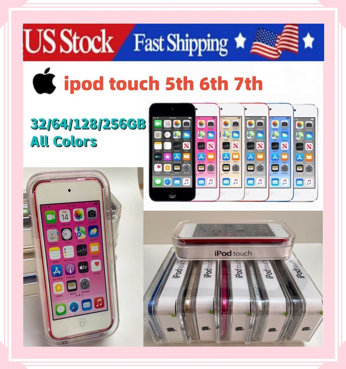 NEW，Apple iPod touch 6，7th Gen 32/64/128/256GB MP4，Sealed BOX