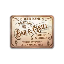Where Everyone Gets a Second Shot Personalized Vintage Rust White Metal Bar Sign