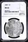 1887-P $1 Morgan Silver Dollar NGC MS 62 | Uncirculated UNC