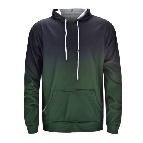 Men's Gradient Print Hoodie Sweatshirt Long Sleeve Hooded Pullover with Pockets - Picture 19 of 60