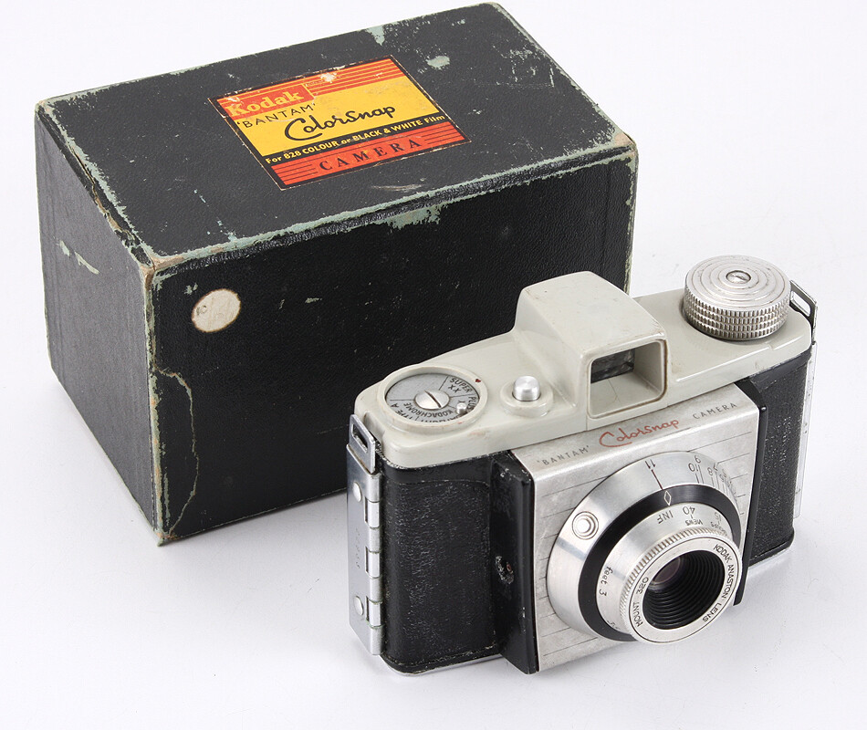 p  KODAK BANTAM COLORSNAP, BOXED, STIFF CONTROLS, WORN/cks