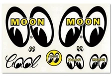 GENUINE MOONEYES DECAL SHEETS - 8 STICKERS TOTAL - "GO WITH MOON!"